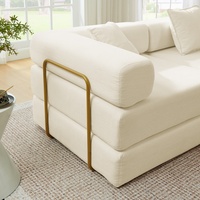 Canapé modulaire sectionnel en forme de L de 108 pouces, chaise longue sans structure, canapé nuage en velours côtelé, assise profonde en éponge compressée, aucun assemblage requis