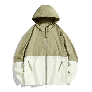 OEM Custom embroidery logo waterproof Soft shell long-sleeve zip-up windbreaker jacket sun proof clothing