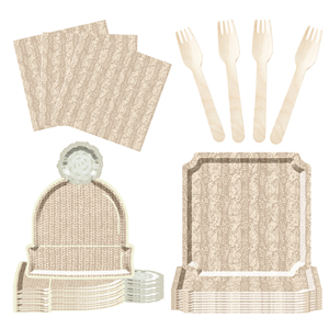 DAMAI Wholesale Paper Plate Set Disposable Paper Plate Cup Banner Knife and Fork Spoon Set for Party - Product Image 3