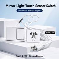 Miroir de salle de bain intelligent en ABS avec éclairage LED et interrupteur tactile, AC110V-240V 100W