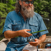 Camisa de pesca perforada, impermeable, con estampado integral de peces, de bajo MOQ, con botones, estilo vaquero, de la marca Brandsun.
