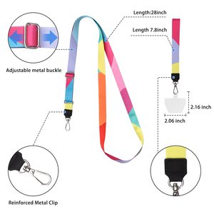 Fashion Adjustable Phone <b>Polyester</b> <b>Lanyard</b> Card Fixed Mobile Phone Shell Colorful Neck Cord Anti-lost Strap Phone Safety Tether - Product Image 4