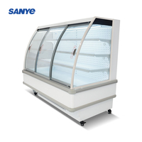 Vitrine réfrigérée multi-étagères semi-haute à porte vitrée réglable pour supermarché, pour boissons gazeuses et fruits, avec 4 étagères