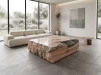 Table basse de luxe sur mesure en marbre naturel sculpté à la main, bloc massif, écologique, minimaliste, pour cuisine et salle à manger