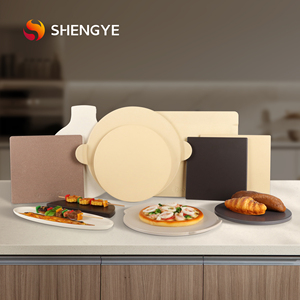 <span class=keywords><strong>Cordierita</strong></span> Pizza Piedra para Cafe BBQ Hornear Amarillo Redondo Refractario con Asas Material Cerámico - Product Image 4