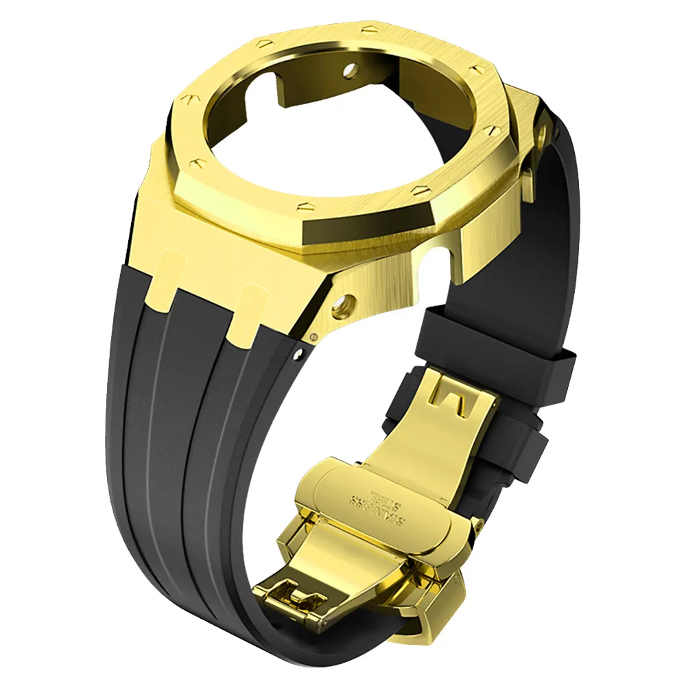 Für Gshock Ga2100 Eiche Gummi Uhren armband Zubehör Metall Modifikation Mod Kit Edelstahl Uhrengehäuse Für Casio Armband abdeckung