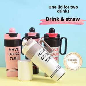 Tasse à eau en acier inoxydable de <span class=keywords><strong>grande</strong></span> <span class=keywords><strong>capacité</strong></span> pour femmes langue des fleurs Double boisson <span class=keywords><strong>Thermos</strong></span> chaud pour les étudiants professionnels occupés - Product Image 6