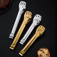 Pince à barbecue écologique en acier inoxydable de 9/12 pouces petit outil de cuisine finition dorée retournant servant des ensembles de fruits pour barbecue