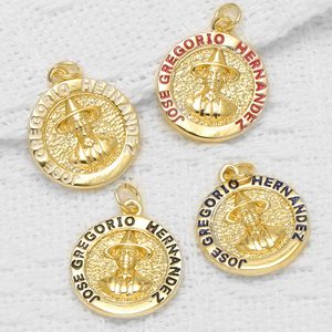 ASJEWELRY Medalla Religiosa Católica de Cobre Chapado en Oro de José <span class=keywords><strong>Gregorio</strong></span> Hernández para Collar, Pulsera, Fabricación de Joyas pdtb977 - Product Image 2