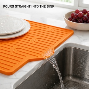 Tappetino in Silicone <span class=keywords><strong>per</strong></span> Asciugatura Piatti con Scarico 59,7 X 39,5cm, Tappetino Antiscivolo <span class=keywords><strong>per</strong></span> <span class=keywords><strong>Lavello</strong></span> <span class=keywords><strong>Cucina</strong></span> - Product Image 1