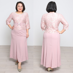 Vestido Geenlinm de Manga Larga con Decoración de Cuentas, Vestido de Encaje de Talla Grande - Product Image 1