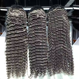 Pelucas sin pegamento de cabello humano virgen vietnamita y camboyano con ondas profundas, encaje frontal completo HD y nudos individuales. - Product Image 3
