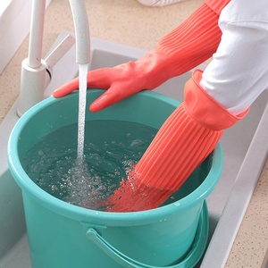 Gants de <span class=keywords><strong>cuisine</strong></span> en <span class=keywords><strong>latex</strong></span> rouge de 55 cm, épaisseur moyenne, antidérapants, imperméables, pour le lavage de la vaisselle, toutes saisons - Automne - Product Image 5