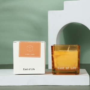 향초를위한 주문 뚜껑 아플리케 광택 사각 유리 항아리 도매 사각 유리 캔들 항아리 - Product Image 3