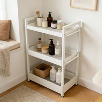Étagère de rangement à 3 niveaux en acier au carbone avec étagères en maille, chariot de rangement utilitaire robuste pour la cuisine, la salle de bain, le bureau, gain de place