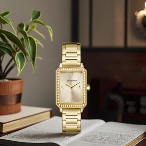 Reloj de Lujo con Caja de Diamantes para Mujer, Esfera Árabe, Logotipo Personalizado, Reloj de Joyería con Movimiento de Cuarzo Miyota, para Mujeres de Negocios - Product Image 1