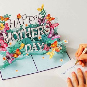 Cartes de vœux 3D en promotion, « Maman, je t'aime », papillon, fleur, cartes pop-up, cadeaux pour la fête des mères - Product Image 4