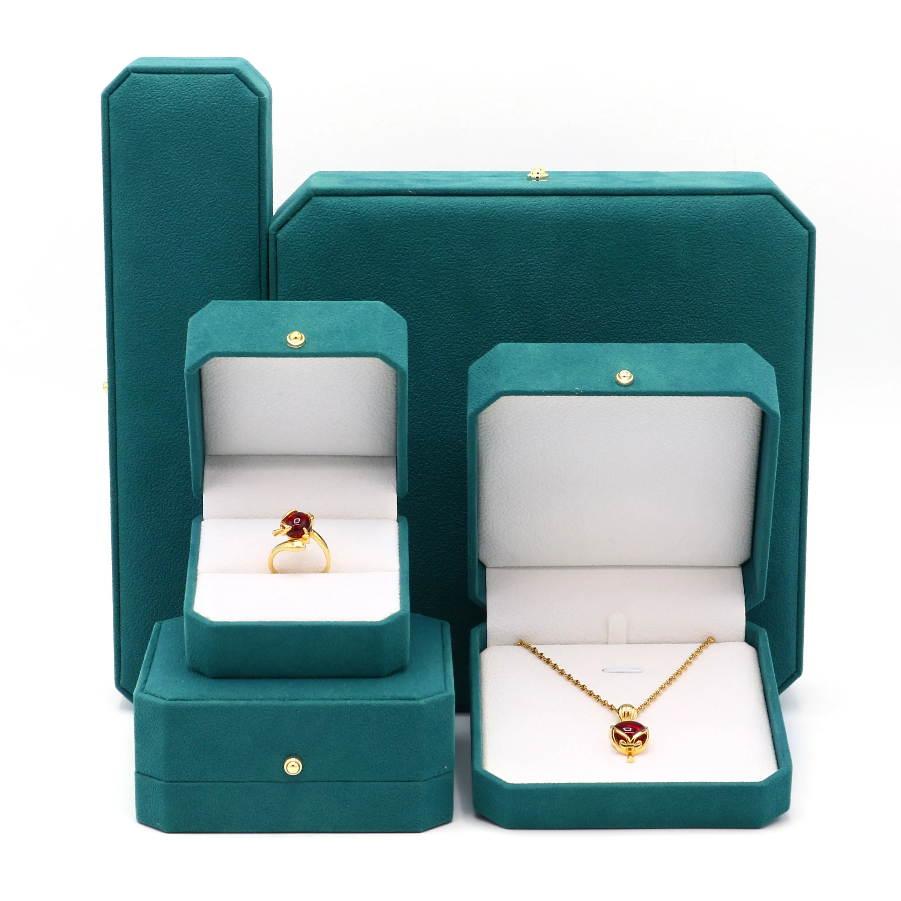 Portagioie in velluto personalizzato all'ingrosso con Logo scatola di imballaggio per gioielli in velluto con ciondolo di lusso con collana di orecchini