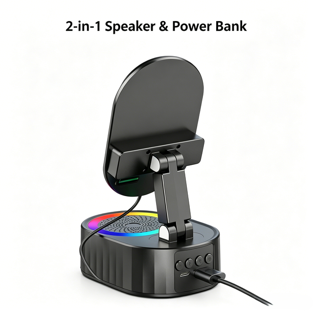 Phone Holder Fast Charging Function Wireless 3 in 1 Home Office Use Desktop  Speaker