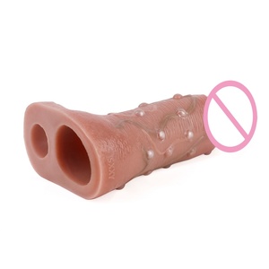 SXXY Particle Friction Condom Realistic Penis Sleeve Couple Sex Pleasure Silicone Sheath Penis Sleeve Hollow <b>Dildo</b> Sex Toys - Product Image 4