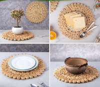 Laquedecraft Lot de 4 sets de table ronds faits à la main en feuilles de maïs tressées, style bohème et rustique, pour événements de mariage, Chine