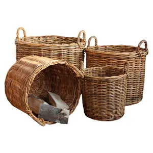 Tuin Mand Fabricage Eco Vriendelijke Vintage Wasserij Hotel Decoratie Pot Planter Oem Odm Tuin Giant Rotan Log Mand