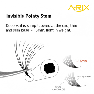 1000 Extensiones de Pestañas de Pluma Preformadas Sueltas Hechas a Mano con Volumen J/B/C/D, Curvatura 8-15mm, Base Fina Puntiaguda con Tallo Central Sin Dispersión - Product Image 4