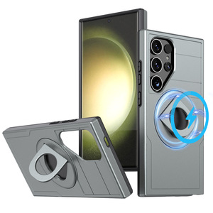 Pour <span class=keywords><strong>Samsung</strong></span> S25 Ultra S24 S23 Plus étui de protection avec anneau en métal support de charge magnétique rotatif à 360 degrés élégant nouveau - Product Image 1