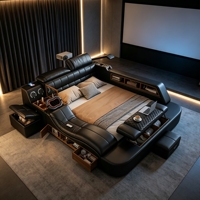 Lit de cinéma intelligent avec massage électrique, système de rangement dissimulé, projecteur, audio Bluetooth et cuir de qualité supérieure pour la vente en gros