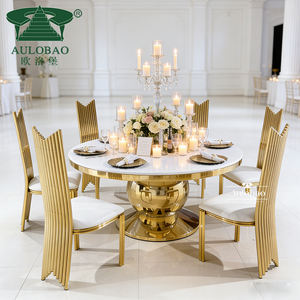 Mesa de Comedor Redonda Moderna de Lujo con Base de Acero Inoxidable Negro para Recepciones, Bodas, Hogar y Apartamentos - Product Image 1