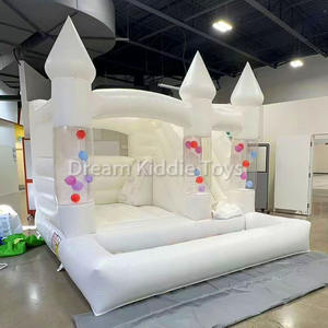 Château gonflable blanc de 15 pieds, château gonflable pour enfants, toboggan gonflable pour mariages, anniversaires, événements - Product Image 1