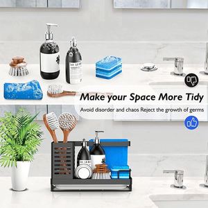 Organisateur de cuisine et salle de bain sous l'évier en acier inoxydable, avec égouttoir pour éponges et plateau de rangement, à prix compétitif - Product Image 6