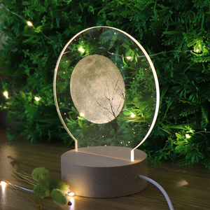 Nhà Máy Giá LED tâm trạng ánh sáng gỗ căn cứ Acrylic 3D LED đèn cơ sở bằng gỗ đèn cho trang trí nội thất - Product Image 4