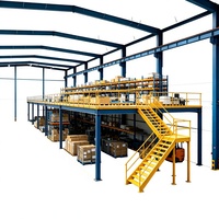 HONGXIN Étagère de mezzanine robuste personnalisable à 2-3 niveaux, sans boulons, à rivets, en acier laminé à froid, finition thermolaquée, anti-corrosion