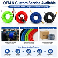 Trailer Truck Universal Glad Hand Air Hose 3/8"x50ft with Dual Foot Straight Air Chuck for Truck Tire Inflation Work-M