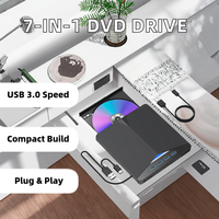 7 1 USB 3.0 Portable CD/DVD Burner External Optical Drive for Laptop/Desktop PC Compatible Windows 11/10/8/7 Linux Mac OS DVD