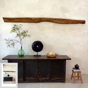 Aparador Largo de Madera Maciza Rústica de Olmo Negro Antiguo con Cuatro Puertas, Estilo Vintage para Sala de Estar o Dormitorio - Product Image 1