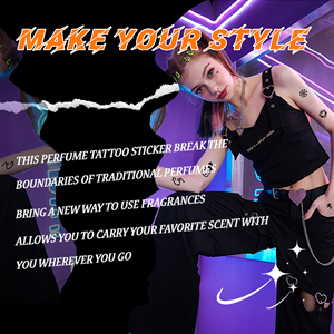 Pegatina de tatuaje de papel temporal Perfume Etiqueta Privada tatuajes personalizados para uso facial y corporal mujeres y hombres - Product Image 3