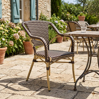 Chaise de salle à manger empilable Uplion moderne en aluminium, aspect bambou, rotin tressé, légère, pour l'extérieur et le salon