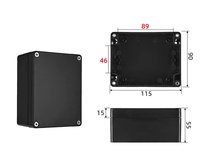 Boîtier électrique étanche pour extérieur 115*90*55mm, boîtier d'instrument, boîtier de projet en plastique noir, boîte de jonction de connexion