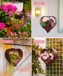 Kim Loại Nhà Máy Móc Trong Nhà Và Ngoài Trời Hình Trái Tim Mộc Mạc Treo Trồng Cho Cửa Sổ Tường Trang Trí Nội Thất - Product Image 6