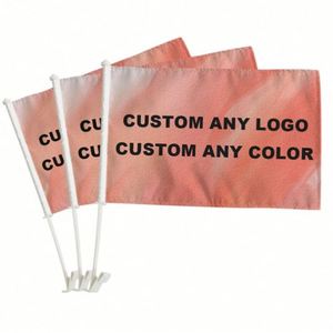 Wholesale Custom Logo Sublimation 12x18 Inch Polyester Car Window <b>Flag</b> Mini Country <b>Flags</b> with Pole Holder - Product Image 1