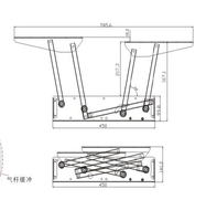 Table à thé et à café multifonctionnelle moderne en métal et acier au carbone avec mécanisme de levage pour cuisine et salle à manger
