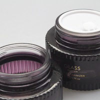 Bocaux en verre de luxe personnalisés OEM avec étiquette privée pour crème visage, crème contour des yeux, beurre corporel, violet foncé, ronds, 30g, 50g, taille personnalisée