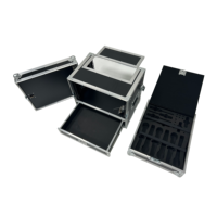 Flight case en aluminium sur mesure 6U+2U pour microphones, avec tiroir de rangement simple couche pour amplificateur et micro, et couvercle supérieur coulissant
