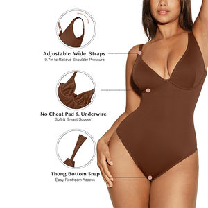 OEM/ODM Body Shapewear da donna per il controllo della pancia tute per il corpo profondo scollo a <span class=keywords><strong>V</strong></span> perizoma - Product Image 4