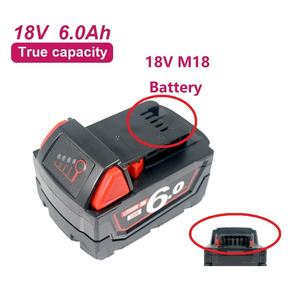 Batería de Repuesto para <span class=keywords><strong>Milwaukee</strong></span> <span class=keywords><strong>M18</strong></span> 18V 6.0Ah, Compatible con M18B6 M18B5, para Taladros <span class=keywords><strong>y</strong></span> Amoladoras Angulares <span class=keywords><strong>Milwaukee</strong></span>. - Product Image 6