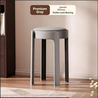 Tabouret rond empilable en plastique rembourré style Mid-Century, chaise de salle à manger peu encombrante, robuste et épaisse pour la maison