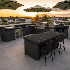 Cuisine barbecue extérieure  et station de grill pour villas Four électrique encastré sur mesure et gril en acier inoxydable - Product Image 1