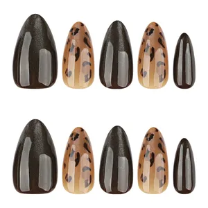 <span class=keywords><strong>Faux</strong></span> <span class=keywords><strong>ongles</strong></span> amande imprimé léopard marron, 24 pièces, réutilisables, à presser, pour femmes et filles, pour fêtes, mariages et usage quotidien - Product Image 2